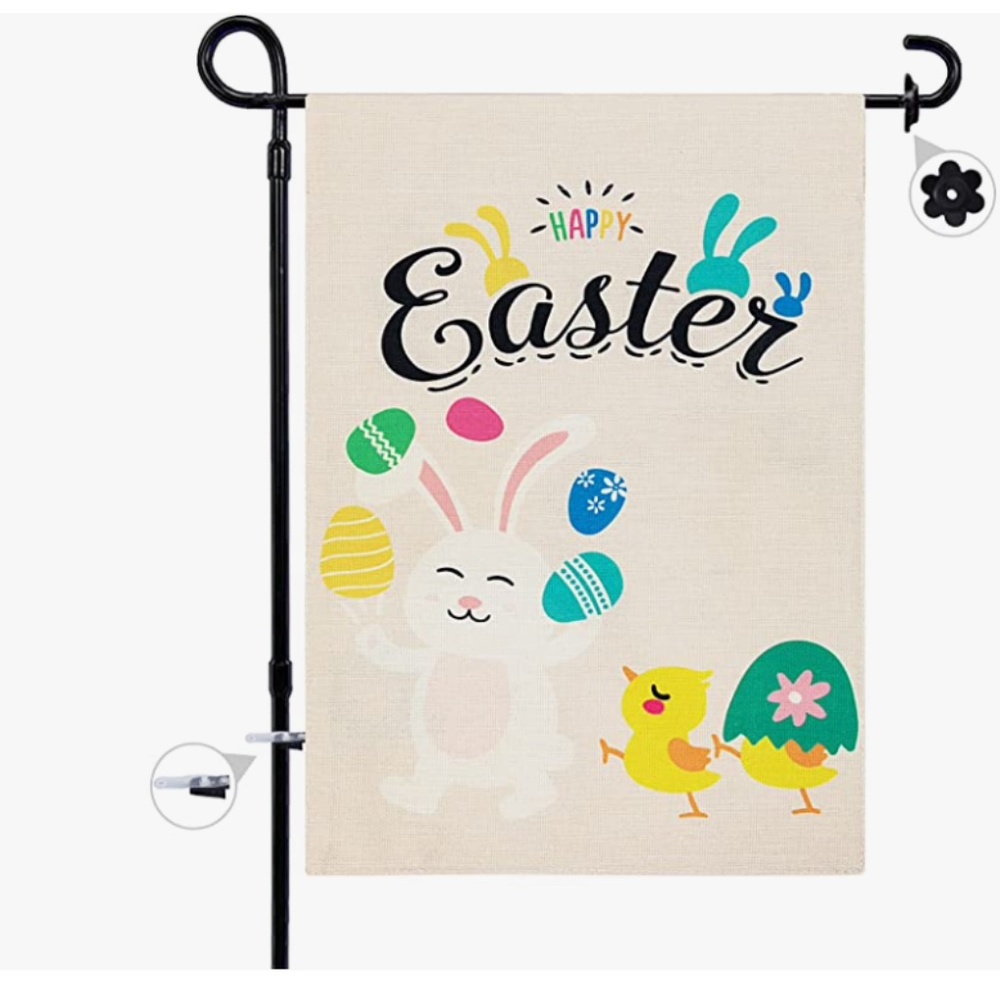 Happy Easter Bunny Garden Flag 12x18 Inches NWT